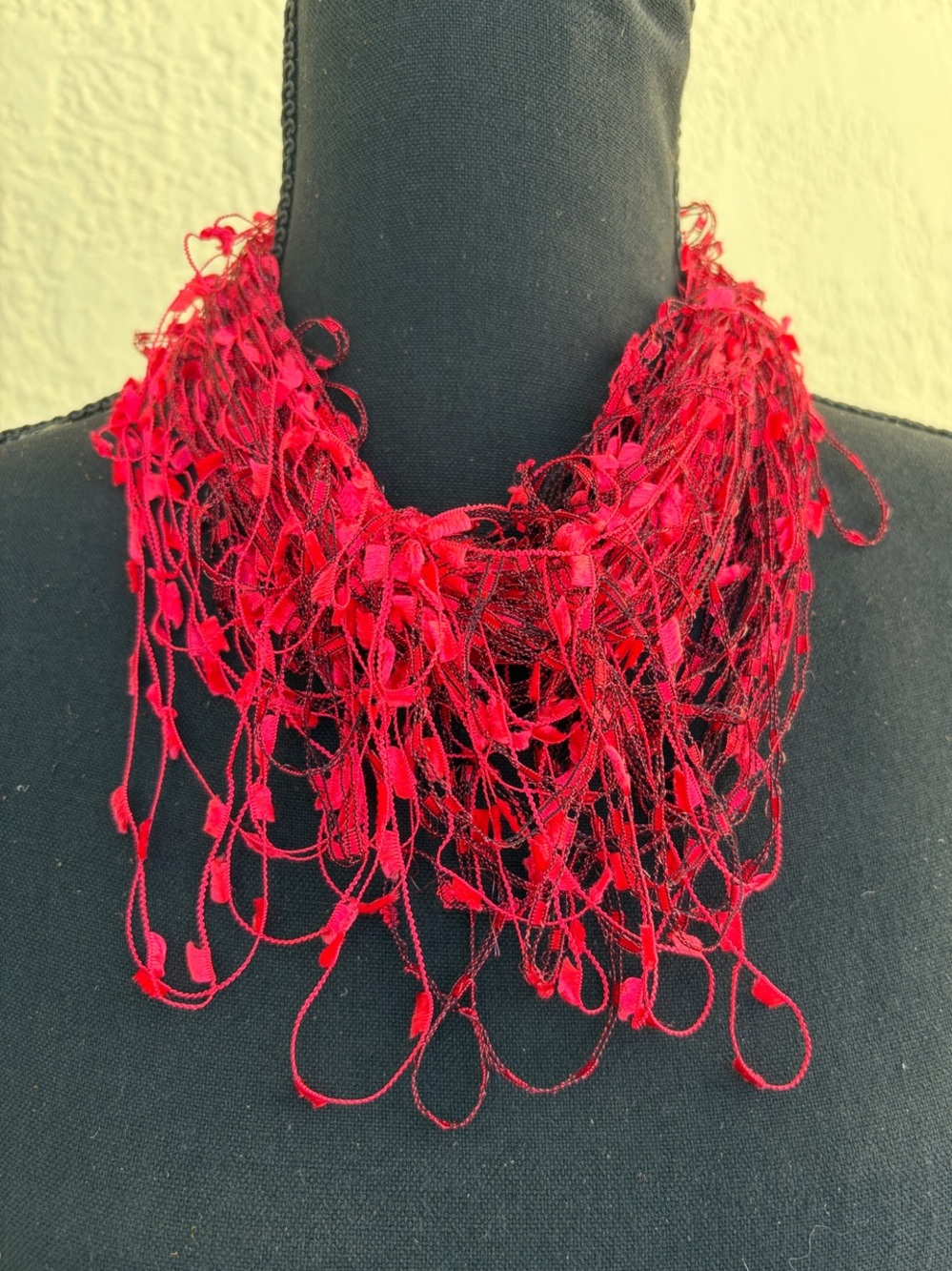 Red Statement Fringe Necklace - Women Jewelry